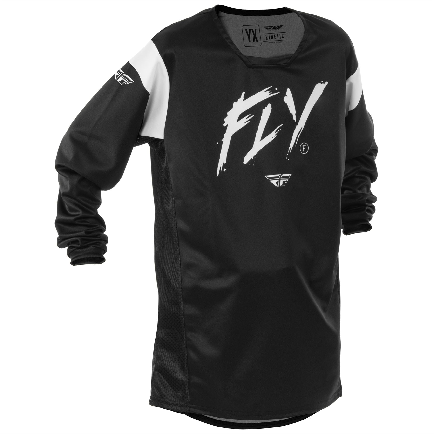 Fly Racing 2025 Youth Kinetic Stoke Motocross Jersey Black White